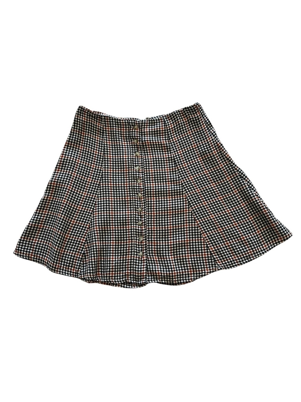 American Eagle Outfitters Brown & Black Plaid Casual Swingy Skirt- 00